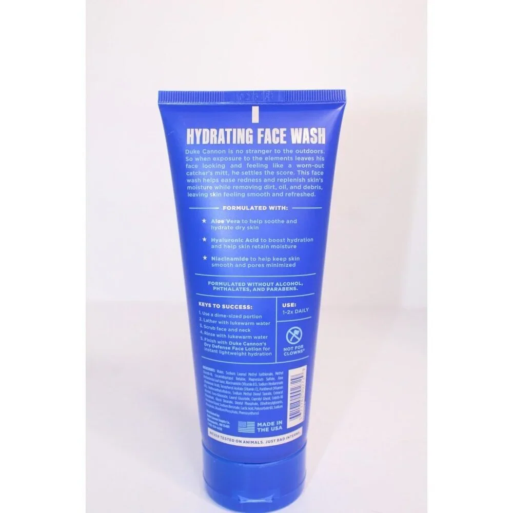 Duke Cannon Hydrating Face Wash Dry & Sensitive Skin Fragrance Free 6 fl oz. NEW